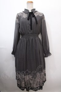 axes femme / レース柄プリントワンピース M 黒 Y-25-01-23-107-AX-OP-SZ-ZI