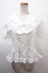 Cornet / セーラー襟半袖&長袖ブラウス  白 Y-25-01-23-015-LO-BL-SZ-ZY