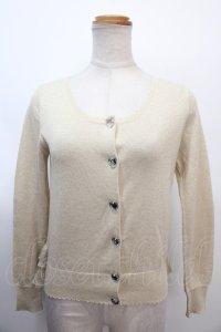 Emily Temple cute / ハートストーン付ラメニットカーディガン  ゴールド Y-25-01-23-034-ET-TO-SZ-ZY