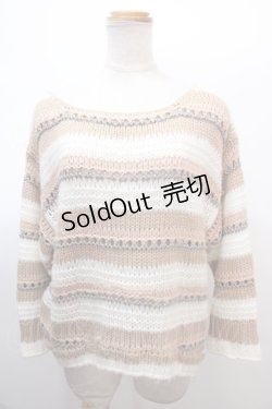 画像1: LIZ LISA / ボーダーニット 0 オフ×ベージュ Y-25-01-23-038-LO-TO-SZ-ZT301