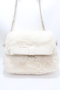 Maison de FLEUR / ダブルリボンファーフラップバッグ F アイボリー Y-25-01-30-043-LO-BG-SZ-ZT286