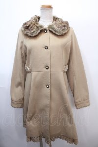 axes femme / ビジューボタンロングコート  ベージュ Y-25-01-30-078-AX-CO-AS-ZT-C033