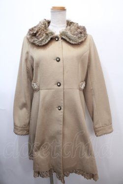 画像1: axes femme / ビジューボタンロングコート  ベージュ Y-25-01-30-078-AX-CO-AS-ZT-C033