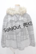 axes femme / チェック柄ダッフルコート  グレー Y-25-01-30-083-AX-CO-AS-ZT-C028