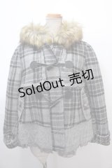 axes femme / チェック柄ダッフルコート  グレー Y-25-01-30-083-AX-CO-AS-ZT-C028