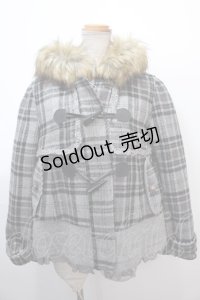 axes femme / チェック柄ダッフルコート  グレー Y-25-01-30-083-AX-CO-AS-ZT-C028