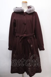 axes femme / パネル刺繍Ａラインコート L ワイン Y-25-01-30-086-AX-CO-SZ-ZT-C028