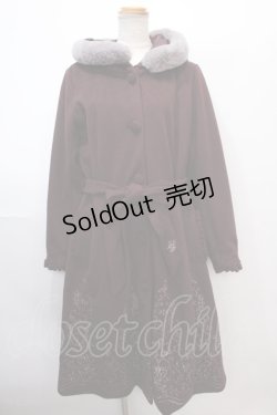 画像1: axes femme / パネル刺繍Ａラインコート L ワイン Y-25-01-30-086-AX-CO-SZ-ZT-C028