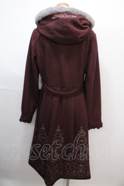 画像2: axes femme / パネル刺繍Ａラインコート L ワイン Y-25-01-30-086-AX-CO-SZ-ZT-C028