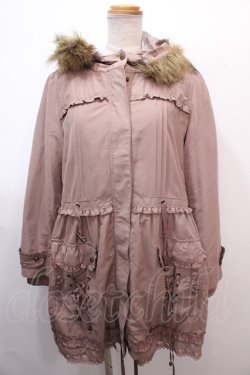 画像1: axes femme / ライナー付きフリルモッズコート  ピンク Y-25-01-30-105-AX-CO-AS-ZT-C037