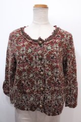 axes femme / アラベスク風ニットカーディガン M ベージュ Y-25-01-30-123-AX-TO-SZ-ZT283