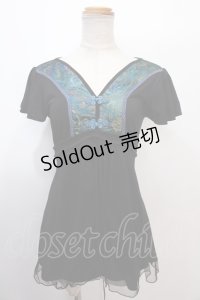 Ozz oneste / ジャガード切替チュニック  黒 Y-25-01-30-136-OO-TO-SZ-ZS