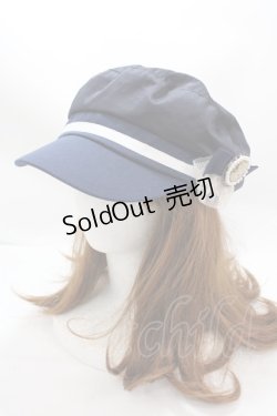画像1: axes femme / カメオ付きサテンマリンキャス  紺 Y-25-01-30-024-AX-AC-SZ-ZY