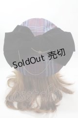 axes femme / タータンチェックリボンベレー 280×55mm 紺 Y-25-01-30-026-AX-AC-SZ-ZT-K009