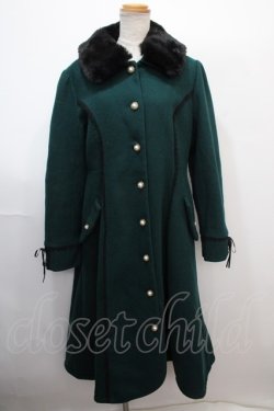 画像1: axes femme / ファー襟フィッシュテールコート L グリーン Y-25-01-30-204-AX-CO-SZ-ZT-C017