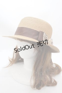 画像1: m petit by misako / TT*AMチュールリボンカンカン帽　  中茶 Y-25-01-30-029-LO-AC-SZ-ZY