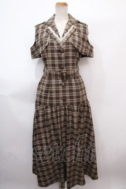 画像1: axes femme POETIQUE / 2wayケープデザインワンピース M 茶 Y-25-02-03-096-AX-OP-SZ-ZY
