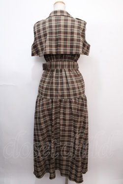 画像2: axes femme POETIQUE / 2wayケープデザインワンピース M 茶 Y-25-02-03-096-AX-OP-SZ-ZY