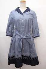 画像1: 【SALE】axes femme / ストライプワンピース M 紺 Y-25-02-03-101-AX-OP-SZ-ZT131 (1)