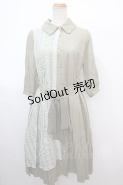 画像1: axes femme POETIQUE / スカーフ×レジメシャツワンピース M グリーン Y-25-02-03-103-AX-OP-SZ-OS