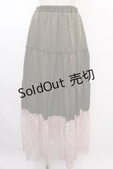 axes femme / 裾レースティアードスカート M グリーン Y-25-02-03-127-AX-SK-SZ-ZT425