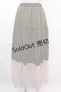 axes femme / 裾レースティアードスカート M グリーン Y-25-02-03-127-AX-SK-SZ-ZT425