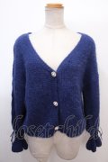 axes femme POETIQUE / ビジューボタン使いカーディガン M 紺 Y-25-02-03-021-AX-TO-SZ-ZT306