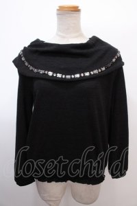 axes femme / ビジュー付タートルネックプルオーバー M 黒 Y-25-02-03-022-AX-TO-SZ-ZS