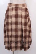 axes femme POETIQUE / チャイナボタンチェックプリーツスカート M キャメル Y-25-02-05-048-AX-SK-SZ-ZI