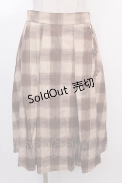 画像1: axes femme POETIQUE / チャイナボタンチェックプリーツスカート M キャメル Y-25-02-05-048-AX-SK-SZ-ZT175