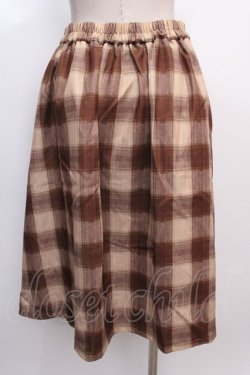 画像2: axes femme POETIQUE / チャイナボタンチェックプリーツスカート M キャメル Y-25-02-05-048-AX-SK-SZ-ZI
