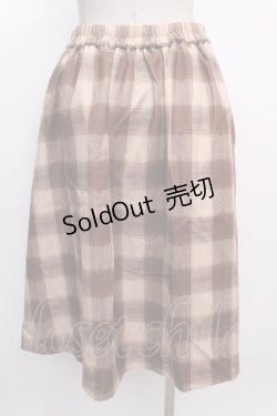 画像2: axes femme POETIQUE / チャイナボタンチェックプリーツスカート M キャメル Y-25-02-05-048-AX-SK-SZ-ZT175