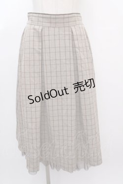 画像1: axes femme / ラッフル×プリーツミディスカート M 茶 Y-25-02-05-053-AX-SK-SZ-ZS