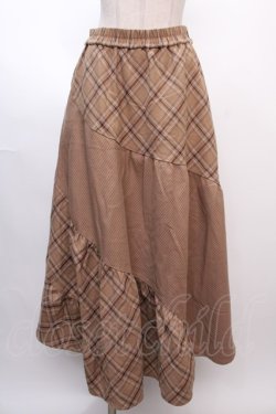画像1: axes femme / チェック柄エスカルゴスカート  ベージュ Y-25-02-05-012-AX-SK-SZ-ZT252