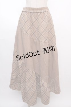 画像1: axes femme / チェック柄エスカルゴスカート  ベージュ Y-25-02-05-012-AX-SK-SZ-ZT252