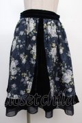 axes femme / ベロア×花柄ハギスカート  紺 Y-25-02-05-004-AX-SK-SZ-ZT198