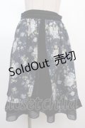 axes femme / ベロア×花柄ハギスカート  紺 Y-25-02-05-004-AX-SK-SZ-ZT198