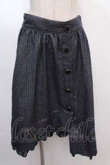 axes femme POETIQUE / 千鳥格子ボタンスカート M 紺 Y-25-02-05-033-AX-SK-SZ-ZT362