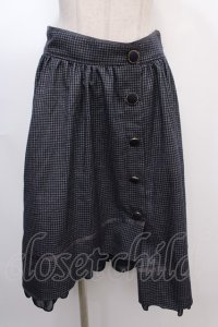 axes femme POETIQUE / 千鳥格子ボタンスカート M 紺 Y-25-02-05-033-AX-SK-SZ-ZT362