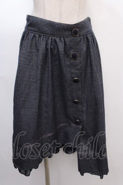 画像1: axes femme POETIQUE / 千鳥格子ボタンスカート M 紺 Y-25-02-05-033-AX-SK-SZ-ZT362