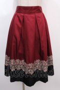axes femme / バイカラーレース使いスカート M ワイン Y-25-02-05-036-AX-SK-SZ-ZT139