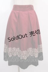 axes femme / バイカラーレース使いスカート M ワイン Y-25-02-05-036-AX-SK-SZ-ZT139