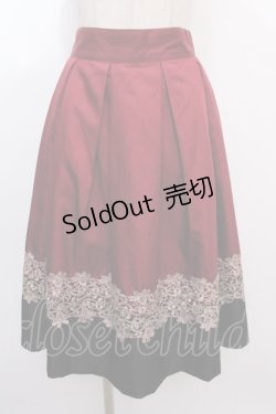 画像1: axes femme / バイカラーレース使いスカート M ワイン Y-25-02-05-036-AX-SK-SZ-ZT139