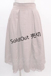 axes femme / チェック柄バッスル風スカート  ベージュ Y-25-02-05-043-AX-SK-SZ-ZS