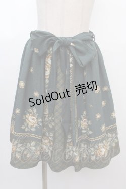 画像1: axes femme / スカーフパネル花柄スカート M グリーン Y-25-02-05-045-AX-SK-SZ-ZT376