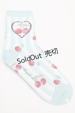 画像1: Angelic Pretty / Cherry Stampクルー丈ソックス  ミント Y-25-02-06-054-AP-ZA-SZ-ZY