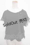 axes femme / 立体花モチーフレースＴシャツ M 黒 Y-25-02-06-124-AX-TS-SZ-OS