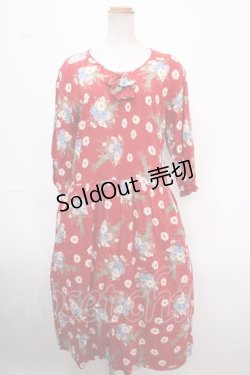 画像1: PINK HOUSE / フラワーブーケワンピース  赤 Y-25-02-06-197-LO-OP-AS-ZY