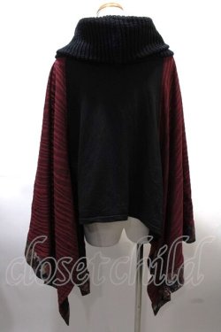 画像2: Qutie Frash / COATネックニットポンチョ  黒×赤 Y-25-02-09-045-QU-CO-AS-ZY