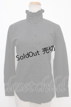 画像1: CHOICE /立ち襟フリルブラウス  黒 Y-25-02-09-009-PU-BL-AS-ZY